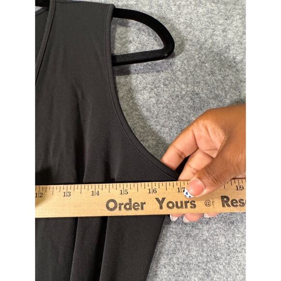 Banana Republic Dress Women‎ Small Black Sleeveless Wrap Midi Whisigoth Office - Picture 3 of 6